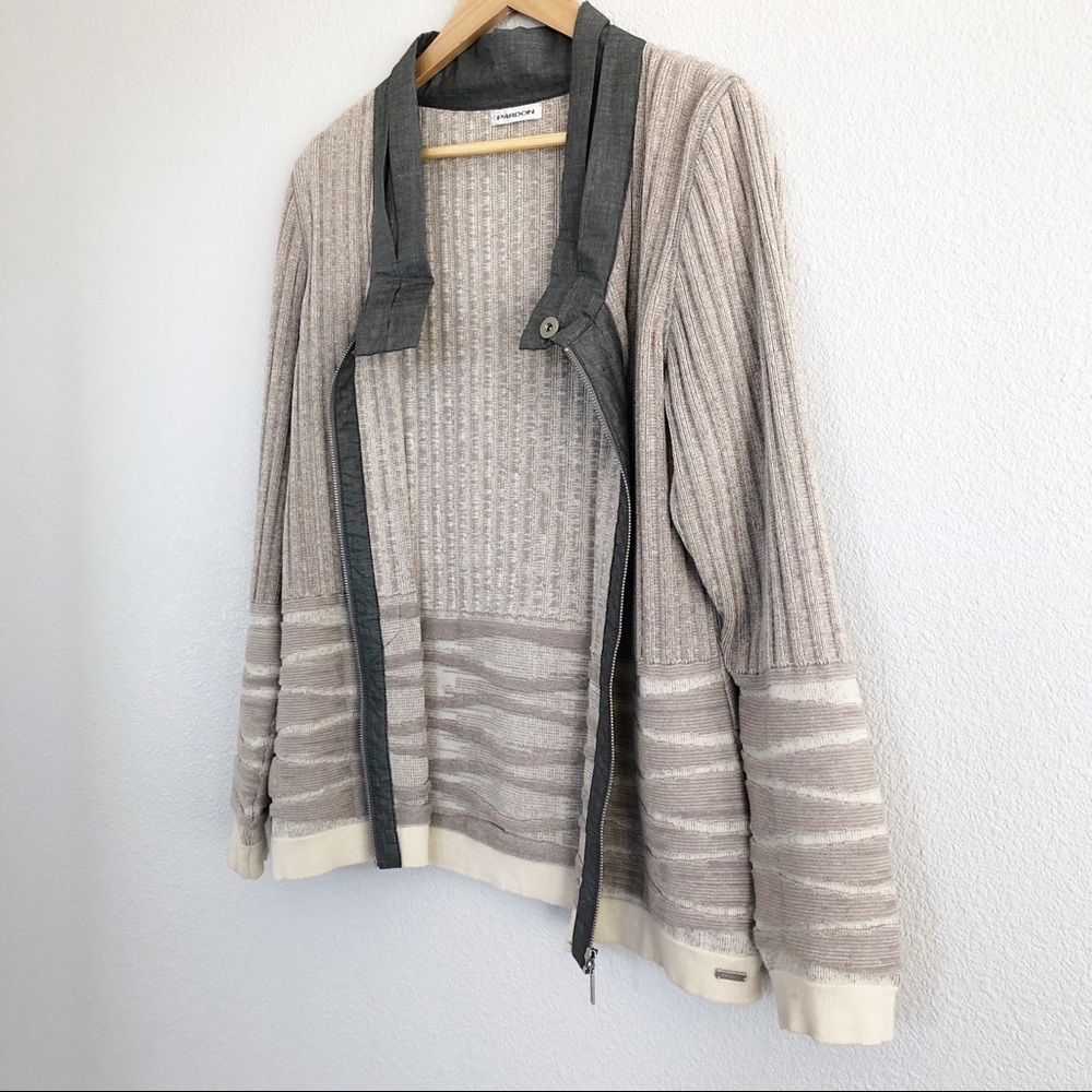 Pardon Color Block Beige Gray Ribbed Jacket Large - Picture 4 of 8